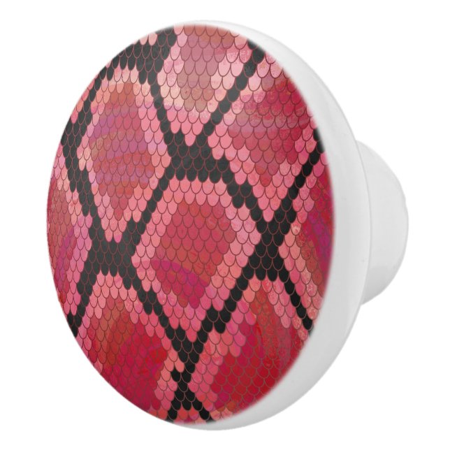 Bouton De Porte En Céramique Serpent noir et rouge (Droite)