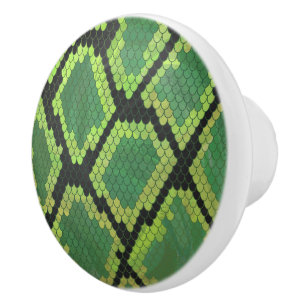 Bouton De Porte En Céramique Serpent noir et vert