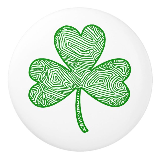 Bouton De Porte En Céramique Shamrock (Devant)