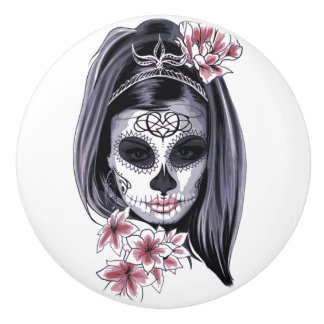 Bouton De Porte En Céramique Shugar skull