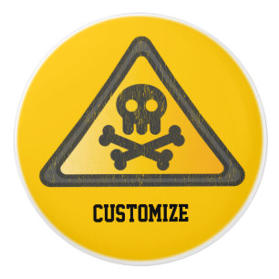 Bouton De Porte En Céramique Signal d'avertissement amusantThunder_Cove