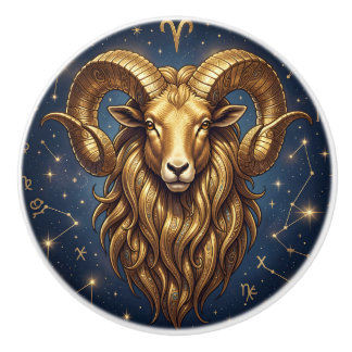 Bouton De Porte En Céramique Signe astrologique Bélier Astrologie 