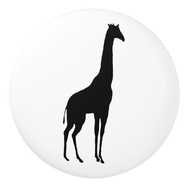 Bouton De Porte En Céramique Silhouette de girafe (Devant)