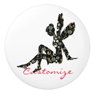 Bouton De Porte En Céramique Silhouette fée Thunder_Cove