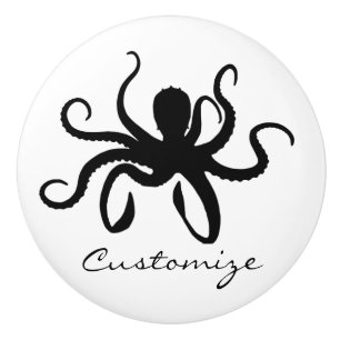 Bouton De Porte En Céramique Silhouette Thunder_Cove de poulpe