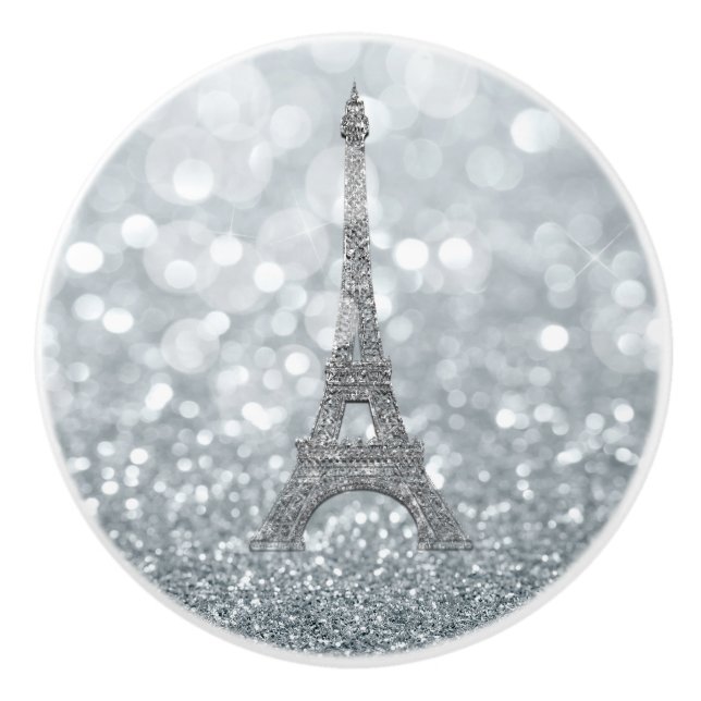 Bouton De Porte En Céramique Silver Glitter (Devant)