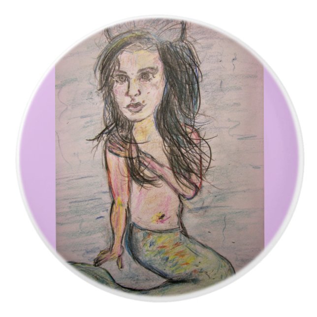 Bouton De Porte En Céramique Sirène (Devant)