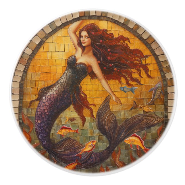 Bouton De Porte En Céramique Sirène Mosaic (Devant)
