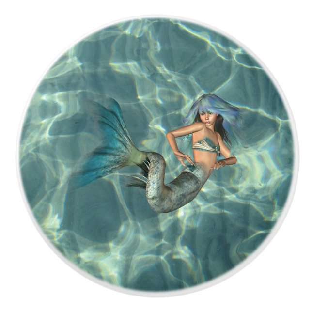 Bouton De Porte En Céramique Sirène sous-marine (Devant)