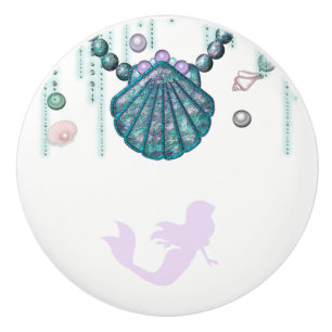Bouton De Porte En Céramique Sirène Violette Plage Bling Bijoux de Mer Glam Per
