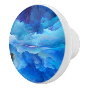 Bouton De Porte En Céramique SlipperyJoe's abstrait nuage artwork coloré surr