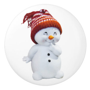 BOUTON DE PORTE EN CÉRAMIQUE SNOWMAN JOUEUR