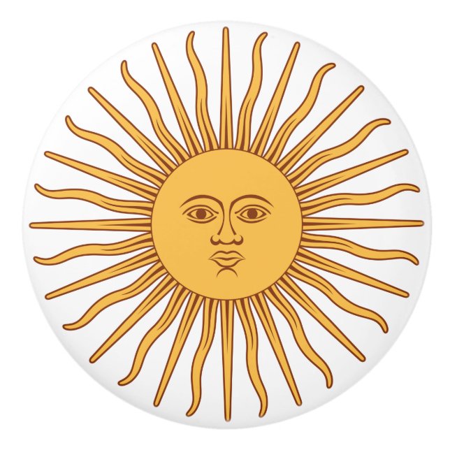 Bouton De Porte En Céramique Soleil de mai (Devant)