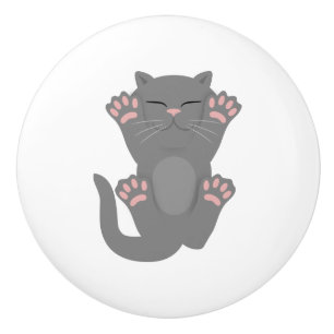 Bouton De Porte En Céramique sommeil du chat