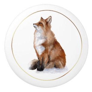 Bouton De Porte En Céramique Sophistiqué Vintage Red Fox Equestrian Knob