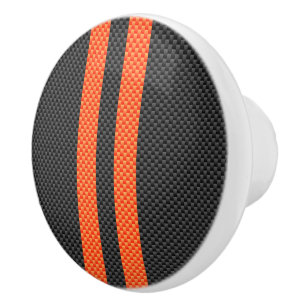 Bouton De Porte En Céramique Sporty Orange Stripes sur l'impression en fibre de