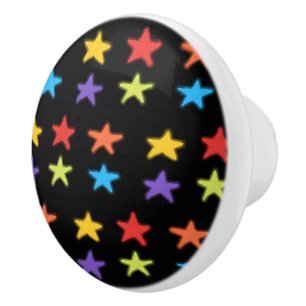 Bouton De Porte En Céramique Star Light Ceramic Knob (Multi & Black)