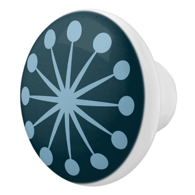 Bouton De Porte En Céramique Starburst Mid Century Blue (Droite)