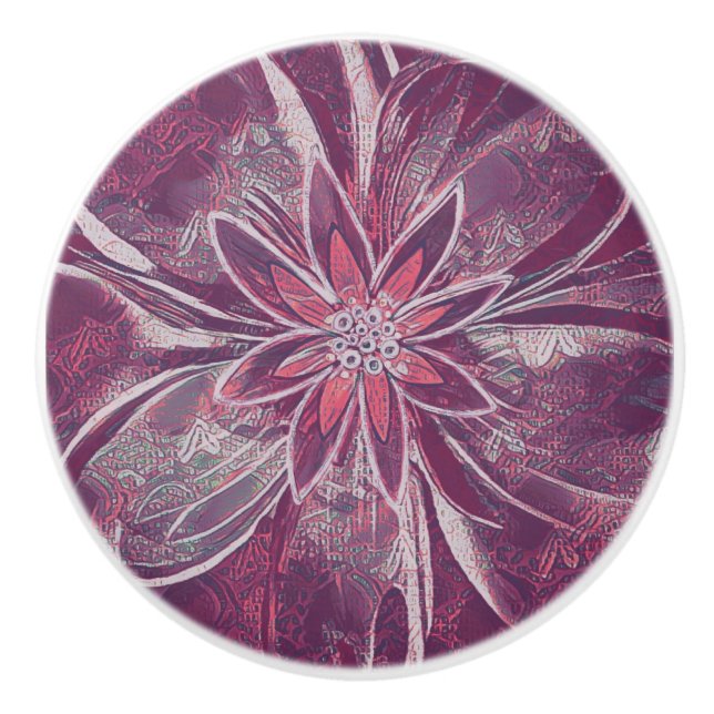 Bouton De Porte En Céramique Style floral unique (Devant)