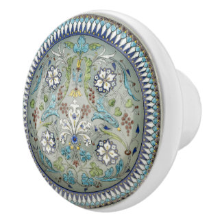 Bouton De Porte En Céramique Style Turc Art Victorien Vintage Gris Bleu