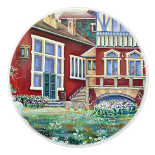 Bouton De Porte En Céramique Suède, Aquarelle Paysagère Traditionnelle