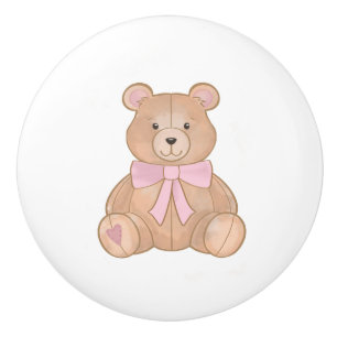 Bouton De Porte En Céramique Sweet Rose Bow Teddy Nursery Salle pour enfants