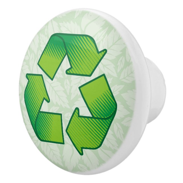 Bouton De Porte En Céramique Symbole de recyclage (Droite)