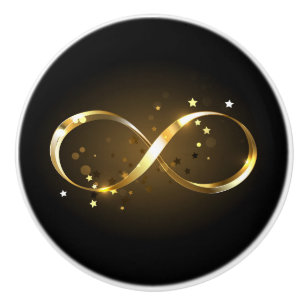Bouton De Porte En Céramique Symbole d'infini doré