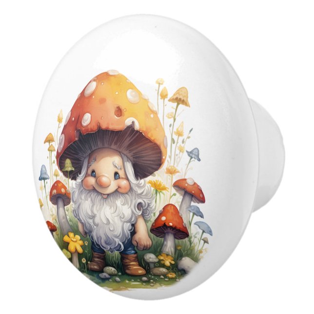 Bouton De Porte En Céramique Tabouret jaune Gnome (Droite)