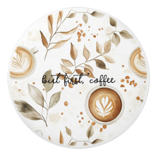 Bouton De Porte En Céramique Tasses de café Feuilles