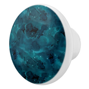 Bouton De Porte En Céramique Teal Galaxy Series Design 5