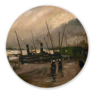 Bouton De Porte En Céramique Tempête portuaire des pêcheurs d'Amsterdam par Vin