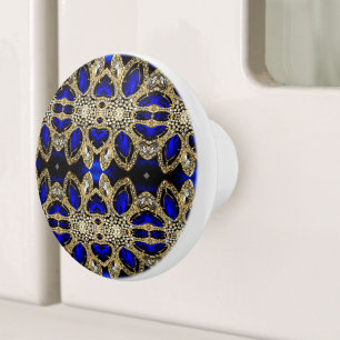 Bouton De Porte En Céramique tendance or turquoise élégant argent bleu profond