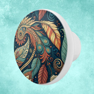 Bouton De Porte En Céramique Terra Cotta Turquoise