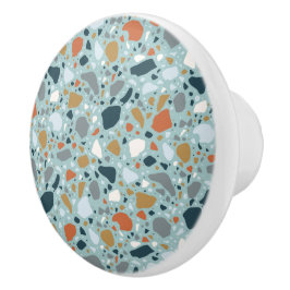 Bouton De Porte En Céramique Terrazzo En Bleu