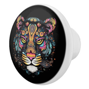 Bouton De Porte En Céramique Tête de tigre géniale