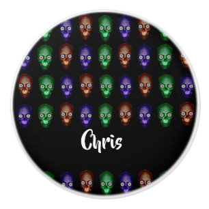 Bouton De Porte En Céramique Têtes de crâne colorées