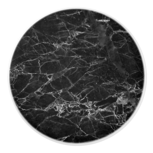 Bouton De Porte En Céramique Texture décorative en marbre noir (Devant)