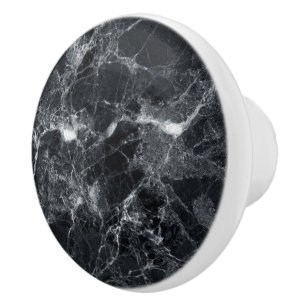 Bouton De Porte En Céramique Texture en marbre noir