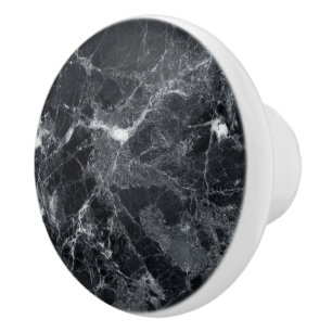 Bouton De Porte En Céramique Texture en marbre noir