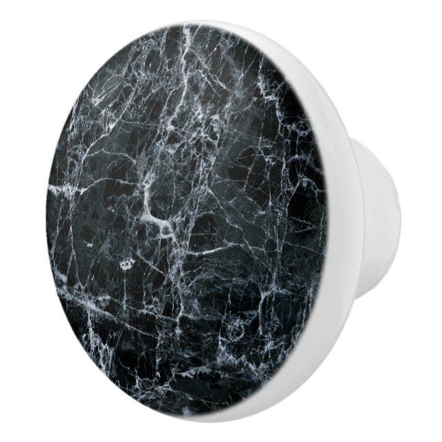 Bouton De Porte En Céramique Texture en marbre noir (Droite)