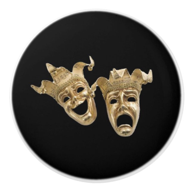 Bouton De Porte En Céramique Théâtre comique et tragique (Devant)
