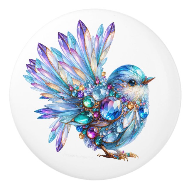 Bouton De Porte En Céramique Thème Bling Birds (Devant)