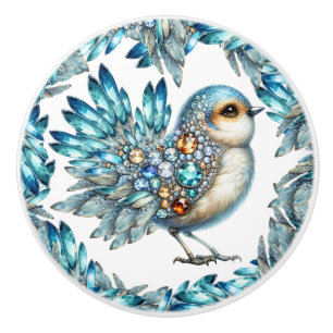 Bouton De Porte En Céramique Thème Bling Birds