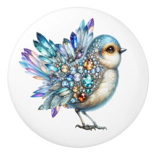 Bouton De Porte En Céramique Thème Bling Birds