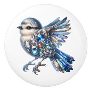Bouton De Porte En Céramique Thème Bling Birds