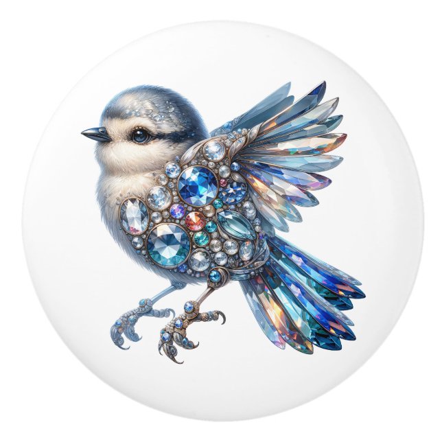 Bouton De Porte En Céramique Thème Bling Birds (Devant)