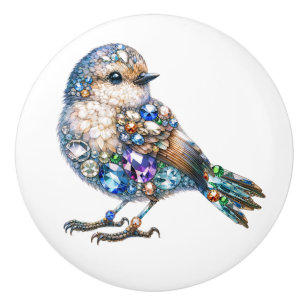 Bouton De Porte En Céramique Thème Bling Birds