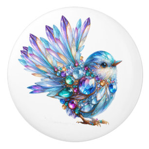 Bouton De Porte En Céramique Thème Bling Birds