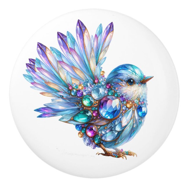 Bouton De Porte En Céramique Thème Bling Birds (Devant)